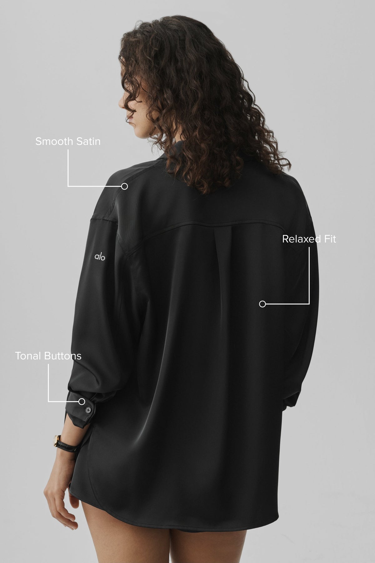 Camicia in raso con bottoni Smooth Talker - Nero