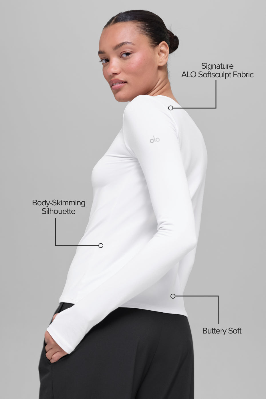 Top a maniche lunghe Alosoft Finesse - White
