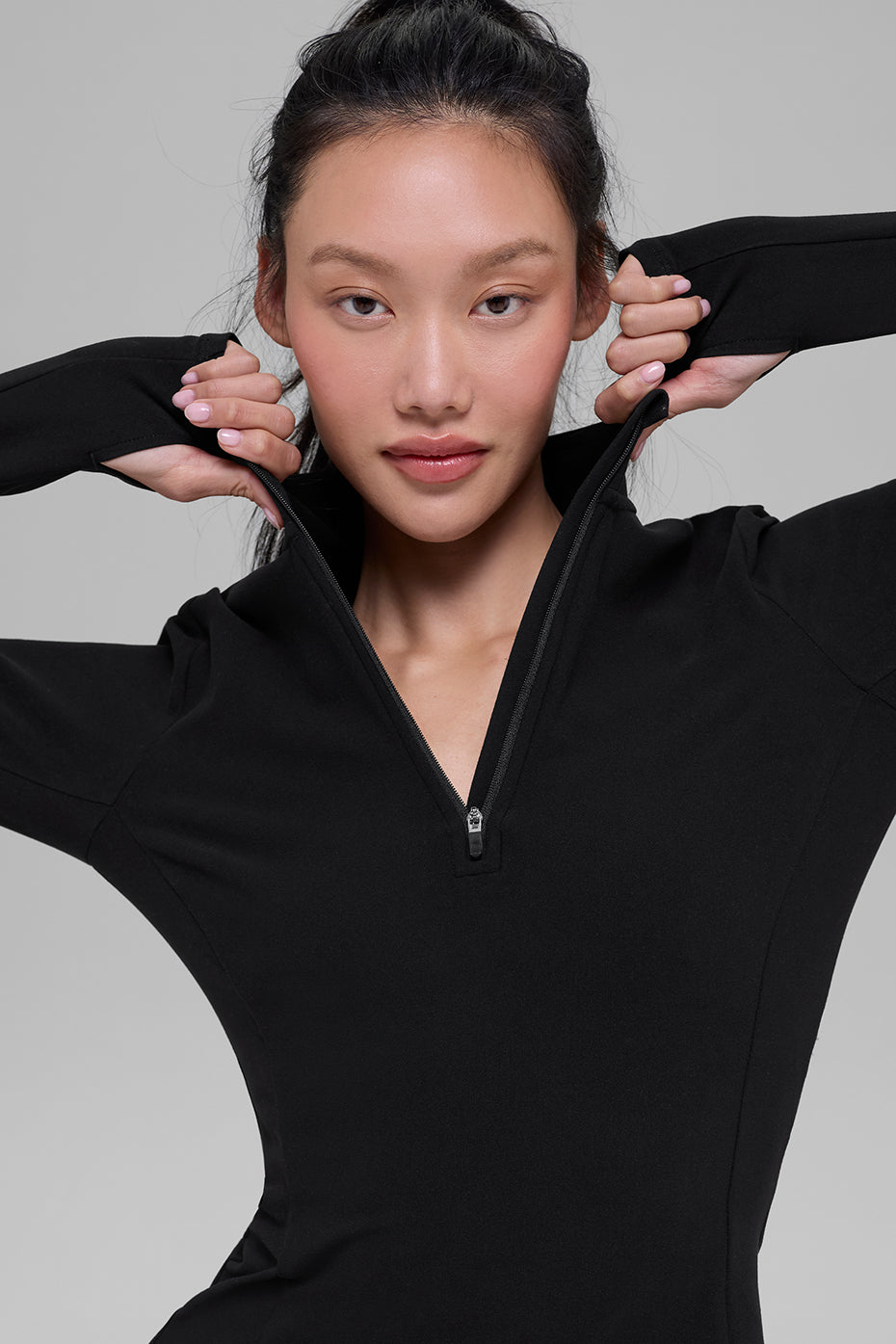 Pullover con zip 1/2 Alosoft Rapid - Black
