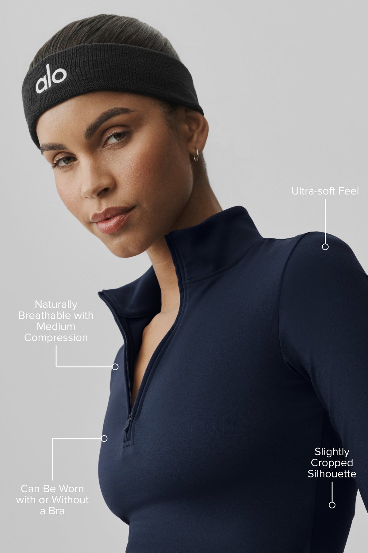 ALO Top a maniche lunghe con zip Softsculpt Precision 1/4
