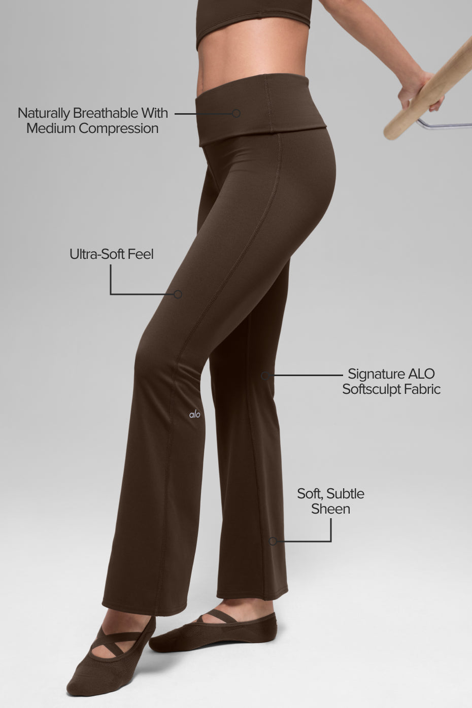 Leggings a zampa ALO Softsculpt Foldover (corto)