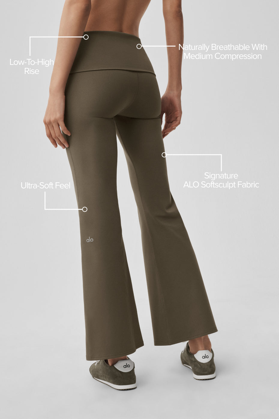 Leggings a zampa ALO Softsculpt Foldover (corto)