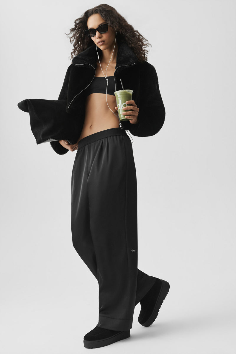 Pantaloni in raso a vita alta Smooth Talker (classico) - Nero