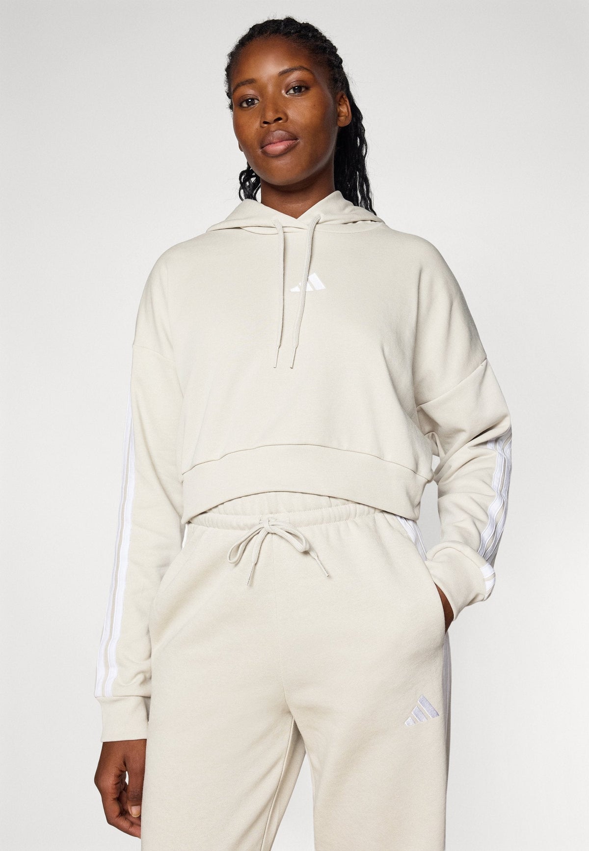 adidas Sportswear Essentials 3 Stripes French Terry Cropped – Felpa con cappuccio Donna