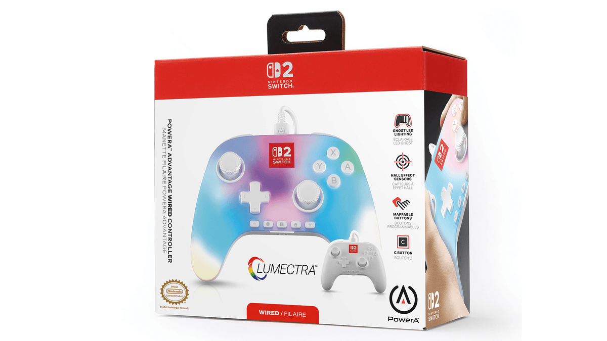 Controller cablato Advantage con Lumectra per Nintendo Switch 2 (bianco)