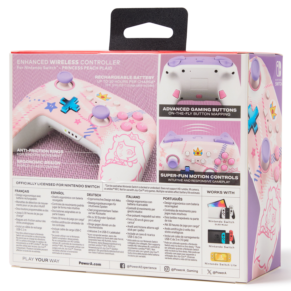 Controller wireless per Nintendo Switch (Plaid Principessa Peach)