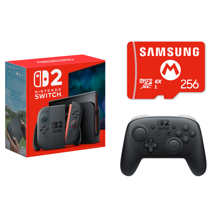 Nintendo Switch 2 + Controller Pro per Nintendo Switch 2 + Scheda microSD Express Samsung da 256 GB per Nintendo Switch 2