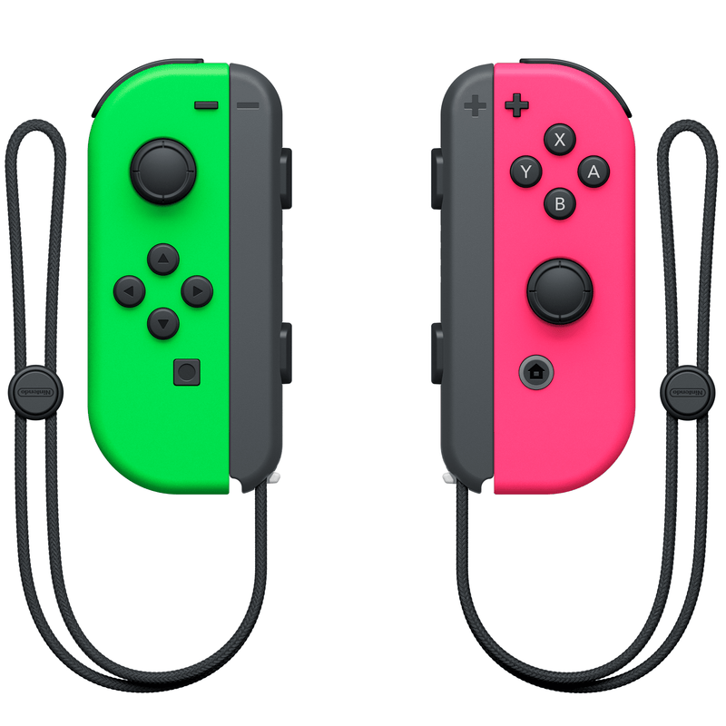 Coppia di controller Joy-Con verde neon (S) e rosa neon (D)